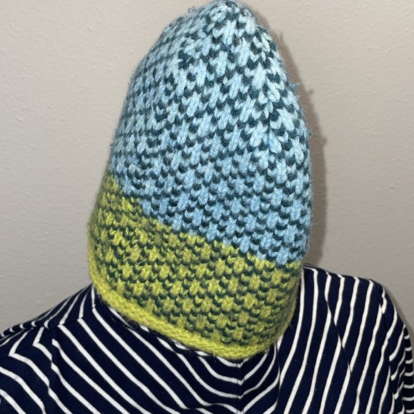 Patagonia Knit Beanie in Blue and Yellow - Picture 3 of 7